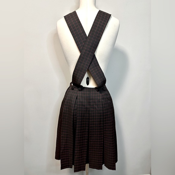 Alice’s Pig Brown Checked Pleated Skirt with Detachable Straps Size 2 - Picture 2 of 5